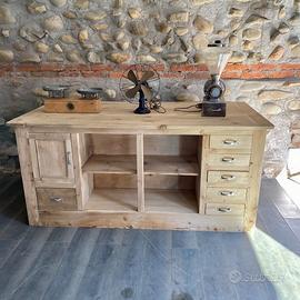 BANCONE IN LEGNO MASSELLO GREZZO AL NATURALE