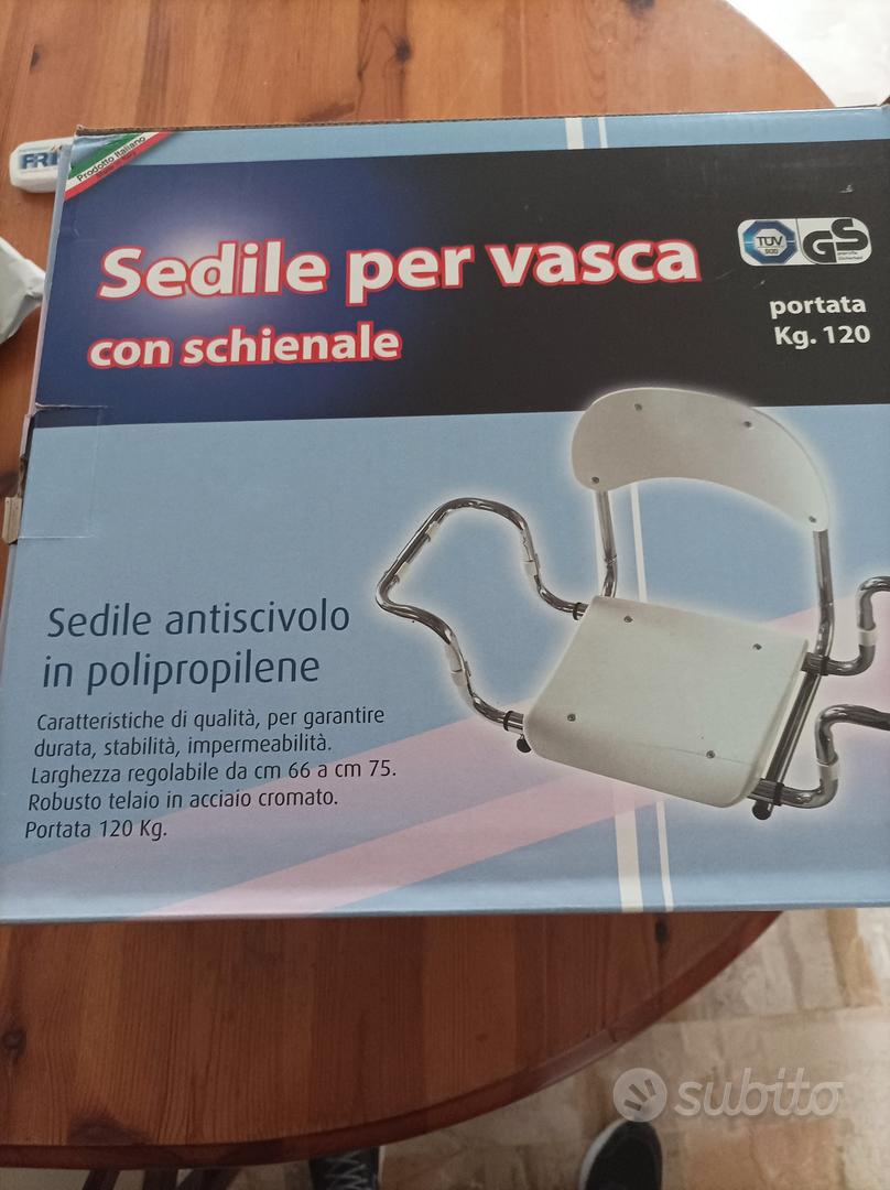 Sedile Vasca con Schienale Regolabile Legno Massello portata 120 kg.