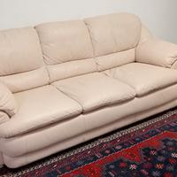 Divano in pelle 3 posti colore panna