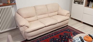 Divano in pelle 3 posti colore panna