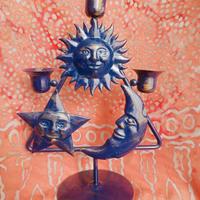 Porta candele SOLE LUNA STELLA  metallo smaltato