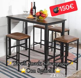 ✨Tavoli Snack Salvaspazio✨ ⭐️Con Sgabelli