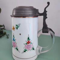 Boccale birra vintage, coperchio metallo anni '50