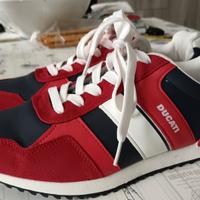 Sneakers rosse e blu da uomo con logo Ducati