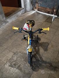 Bici bimbo 12 pollici blu e gialla con rotelle