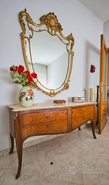 Comó in Legno e piano in marmo e specchio