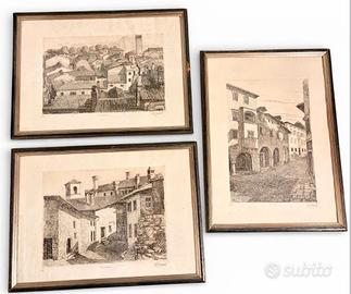 Monfalcone Gorizia e Tolmezzo litografie anni 80