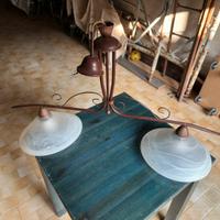 Lampadario 2 luci da soggiorno in ferro