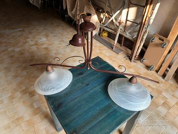 Lampadario 2 luci da soggiorno in ferro