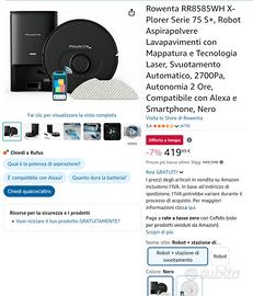 Robot aspirapolvere e lavapavimenti Rowenta 75 s+