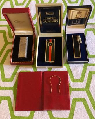 Lotto 3 accendini Cartier Dunhill Hadson 3 box