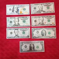 "DOLLARI" 7 BANCONOTE LAMINATI ARGENTATI