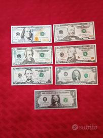 "DOLLARI" 7 BANCONOTE LAMINATI ARGENTATI