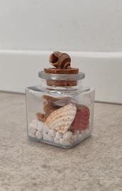 Set Soprammobile conchiglie mare bottiglia vetro 