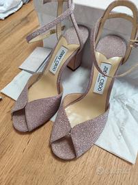 Scarpe Jimmy Choo sandali glitter rosa 38,5