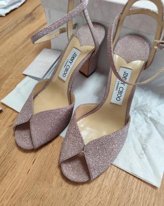 Scarpe Jimmy Choo sandali glitter rosa 38,5