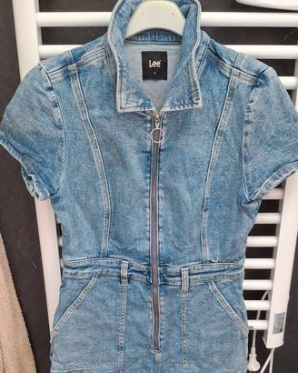 tuta corta in denim