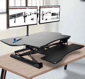 Scrivania Regolabile Nera Lavoro Seduti/ in Piedi