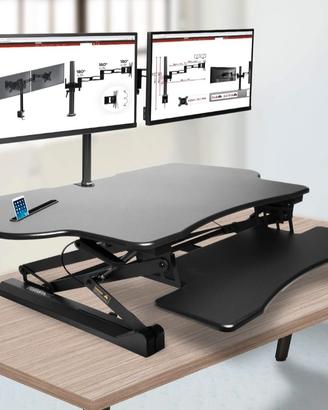 Scrivania Regolabile Nera Lavoro Seduti/ in Piedi