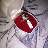 anello oro bianco 9kt topazio e zaffiri