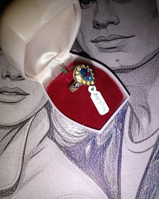 anello oro bianco 9kt topazio e zaffiri