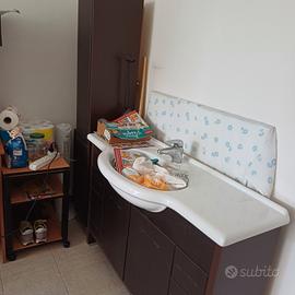 mobiletto  bagno con il lavandino è  specchio 