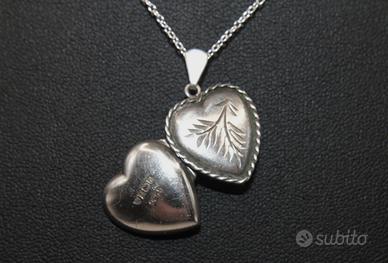 Stupenda collana ciondolo porta ricordi argento