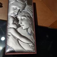 Quadretto Sacra famiglia in argento e soprammobile