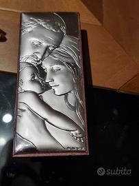 Quadretto Sacra famiglia in argento e soprammobile