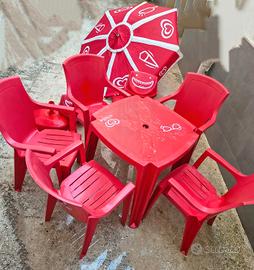 5 sedie tavolo ombrellone 3 porta ombrel secchio