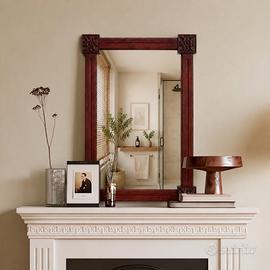 Specchio Rettangolare Vintage con Cornice in Legno