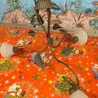 Lampadario elegante in acciaio e vetro