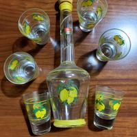 Set bottiglia 6 bicchieri in vetro per limoncello