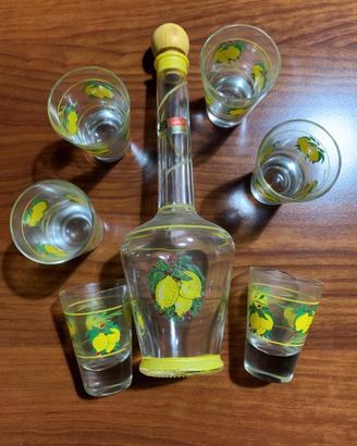 Set bottiglia 6 bicchieri in vetro per limoncello