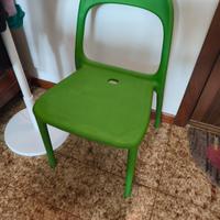 3 sedie Ikea in plastica verde