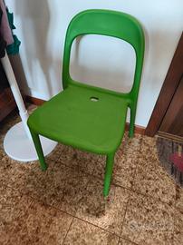 3 sedie Ikea in plastica verde