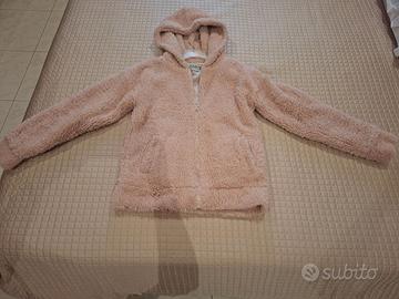 Teddy coat rosa antico/cipria con cappuccio Down U