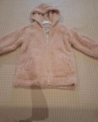 Teddy coat rosa antico/cipria con cappuccio Down U