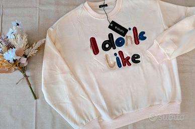 Felpa donna felpata calda oversize invernale panna