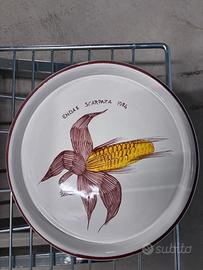 Piatto in ceramica di Faenza 1984 -Sante Tassinari
