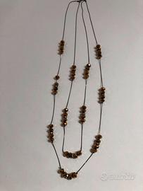 Collana Lunga Multifilo a Cascata con Cristalli