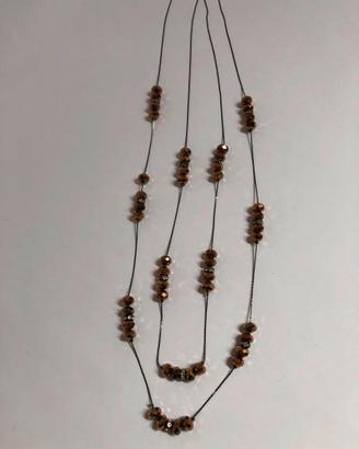 Collana Lunga Multifilo a Cascata con Cristalli