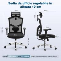 Sedia da ufficio ergonomica braccioli regolabili