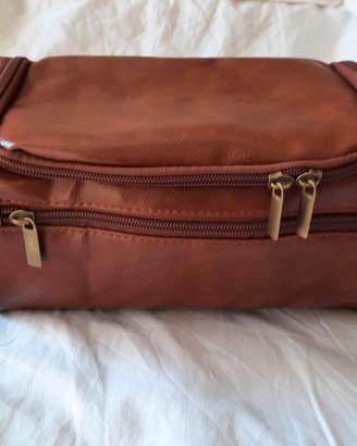 Borsa beauty case in pelle da viaggio toilette