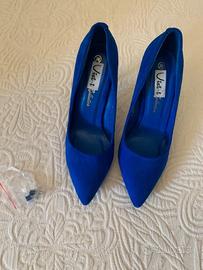 décolleté blu tacco 10cm taglia 38