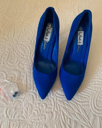 décolleté blu tacco 10cm taglia 38