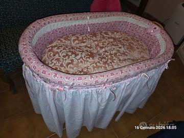 Culla in vimini per neonato – artigianale, imbotti