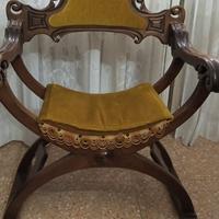 Sedia Savonarola legno e velluto