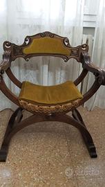 Sedia Savonarola legno e velluto