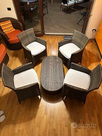 Divanetti da giardino 4 poltroncine + tavolo